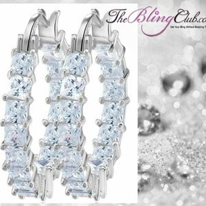 Platinum plated inside outside Princess Hoops